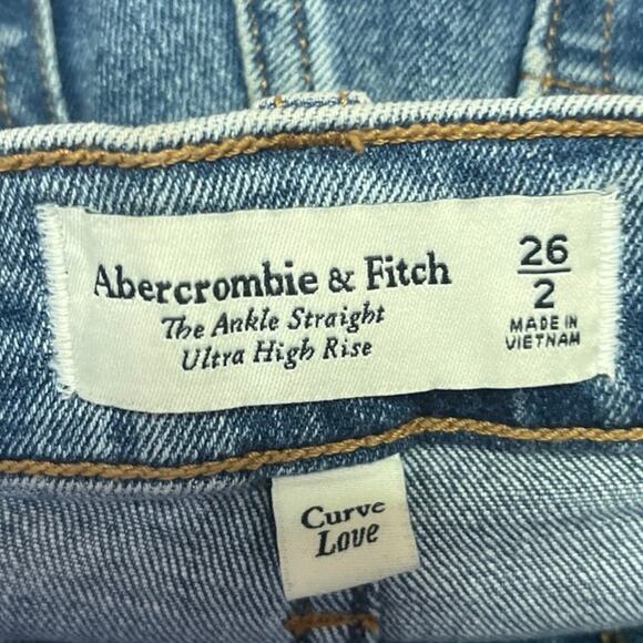 Abercrombie & Fitch Blue Ankle Straight Ultra High Rise Denim Jeans Pants Sz 26 - Picture 4 of 5